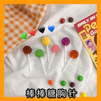 cute rainbow simulated lollipop brooches candy costume backpack lapel pin woman girl jewelry kids gifts clothes bag brooches
