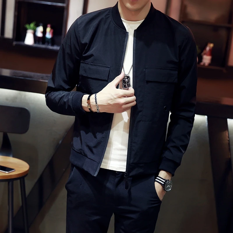 

HOO 2020 men's spring tide cultivate one's morality handsome young baseball uniform splicing thin casual jacket