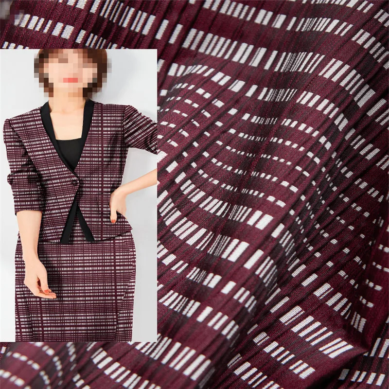 

1Meter Wine Stripe Plaid Jacquard Brocade Fabric Sewing On Clothing Dress Material Patchwork Diy ZAKKA Flower Fabrics 270G/M 53"