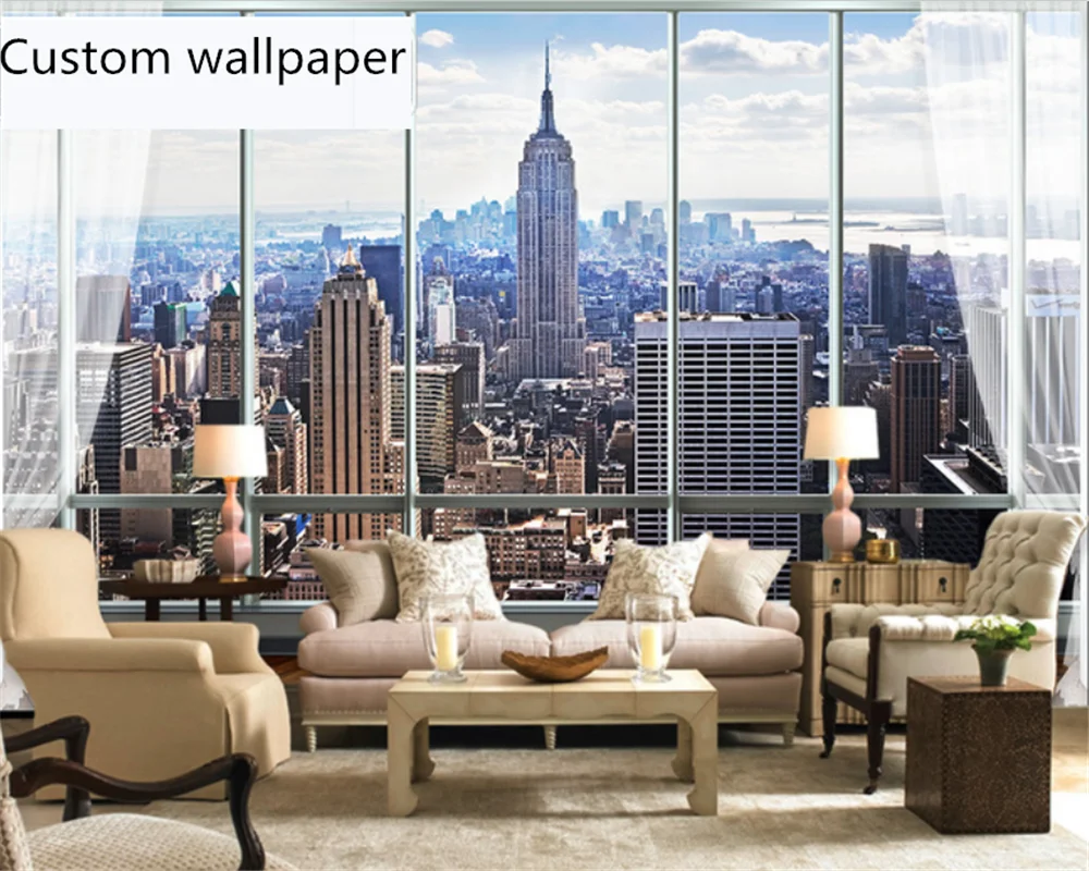 

beibehang Customized wall papers home decor modern new bedroom living room stereo windows city TV background wallpaper