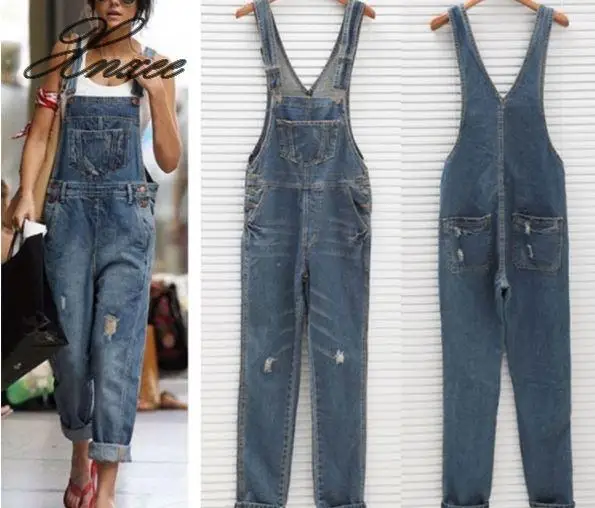 

2020 ladies new hole denim overalls Harlan overalls