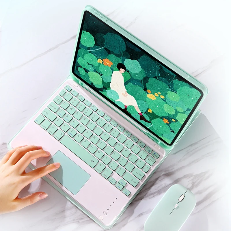 

Wireless Keyboard for iPad Pro 11 2020 BT Keyboard with Touchpad for Candy Color Leather Cover Tablet Case