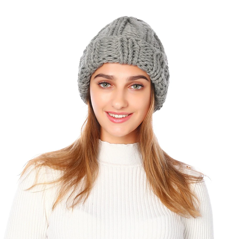 Women Ski Hat Hand Made Knitting Winter Warmer Ear Thick Soft Beanie Chunky Knitted Rib Hats | Спорт и развлечения