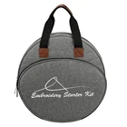 Круглая сумка с вышивкой серого цвета, сумка для вышивки, вязаная сумка с короткими ручками сумки, портативный Домашний Органайзер, сумка для шитья, аксессуары