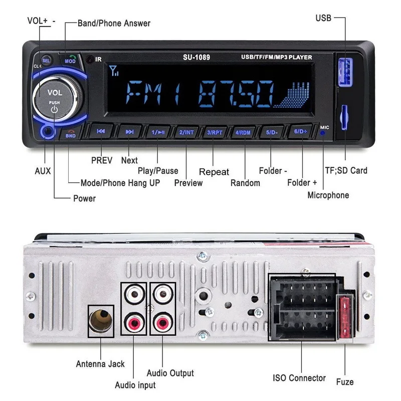Автомагнитола 1 Din с поддержкой FM/MP3/WMA/USB/TF|Автомобильные радиоприемники| |