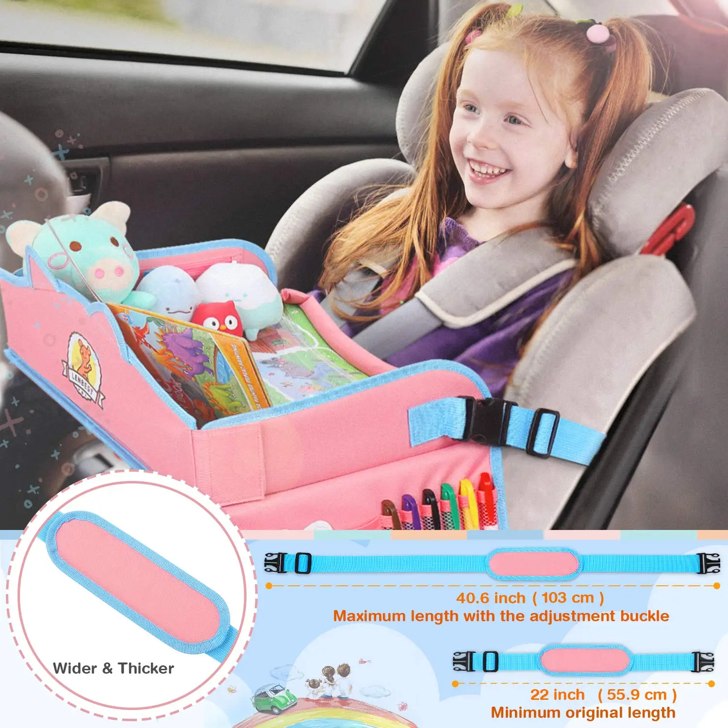 

Baby Car Seat Tray Stroller Kids Toy Food Holder Desk Waterproof Children Portable Table For Car Child Table Storage Organizers