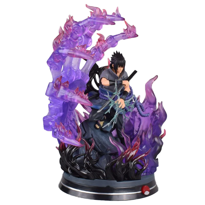 Наруто ГК фигурку шесть каналов Uchiha Sasuke модель аниме 38 см может сиять Коллекция