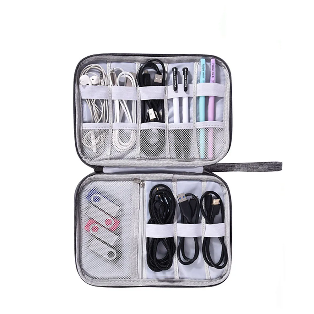 Дешево Органайзер для ящиков, многофункциональный плоский Органайзер из полиэстера для электронных и цифровых устройств, сумка для хранения и пер...