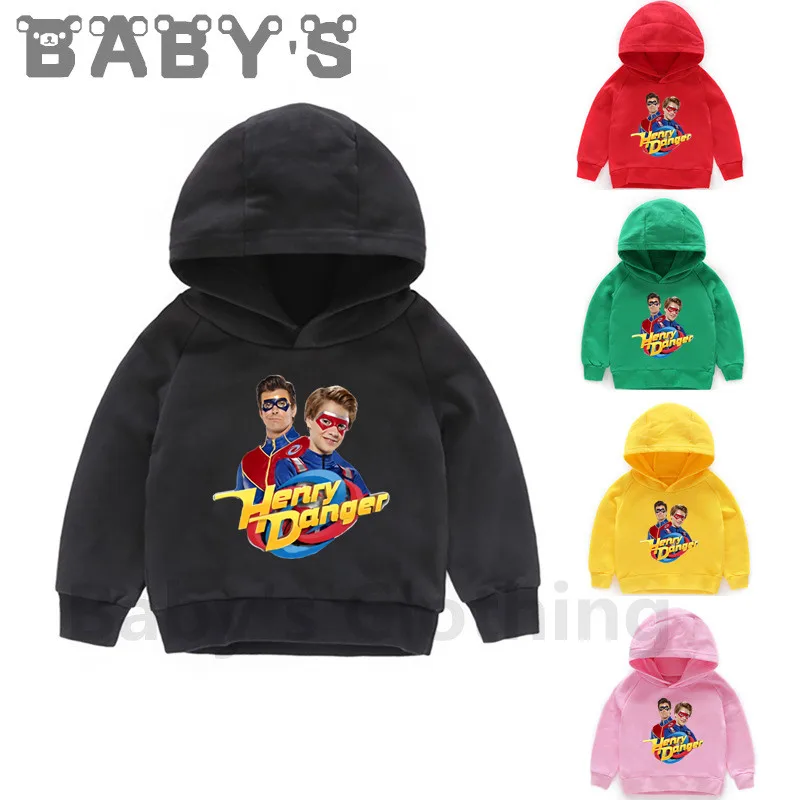 Henry Danger Funny TV Shows Kids Sweatshirts Children Casual Hooded Hoodies Baby Pullover Tops Girls Boys Autumn Clothes,KMT2308