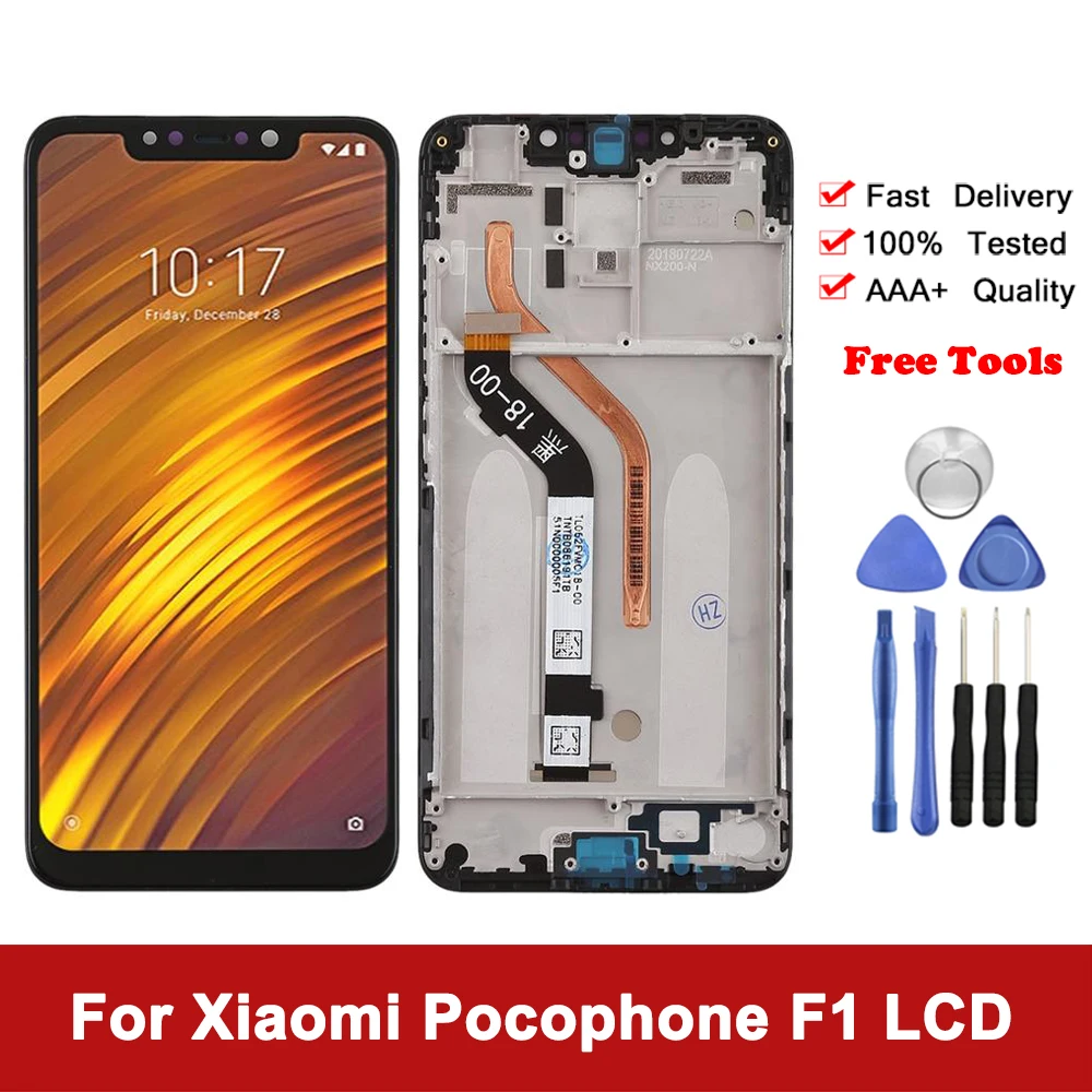Оригинальный дисплей для Xiaomi Pocophone POCO F1 ЖК с сенсорным экраном в сборе сменный