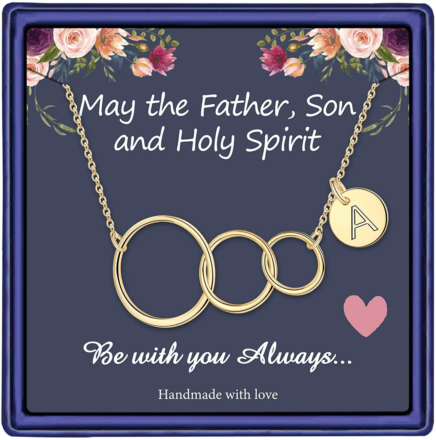 

Sufair Generations Interlocking Three Circles Initial Chain Necklace for Women Religious Granddaughter Mom Grandma Jewelry Gift