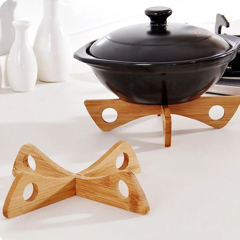 

Tray Rack Wood Pot /Spoon Rests Heat Insulation Wooden Pads Pot Holder Cteative Cooking Storage Kitchen Accessories