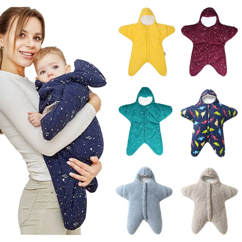 Saco de dormir de algod&oacute;n para beb&eacute;s y ni&ntilde;os, saco de dormir port&aacute;til con cremallera, c&aacute;lido, estrella de mar, 7-12m-0