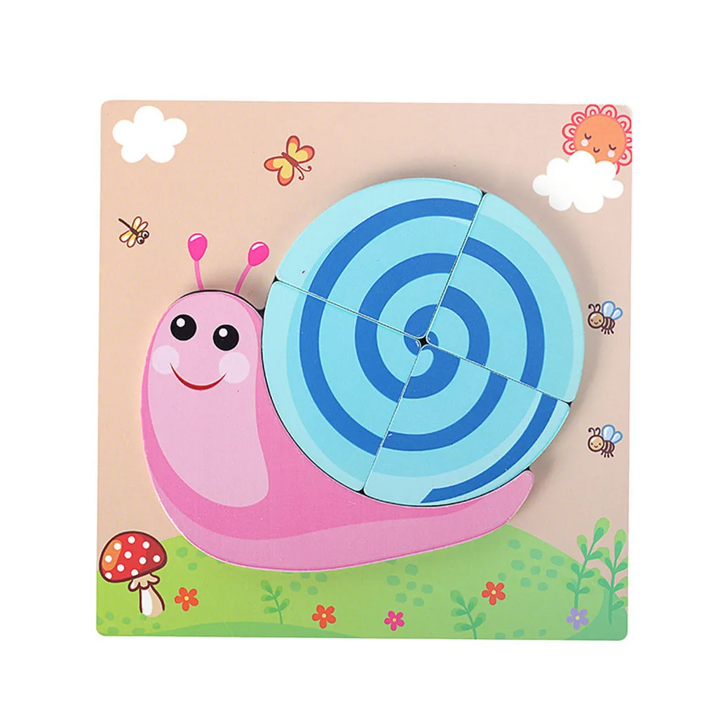 Early Educational Learning Wooden Puzzle Cartoon Animal Manually Assemble Toy Games Jigsaw Baby Funny Gadgets #B | Игрушки и хобби