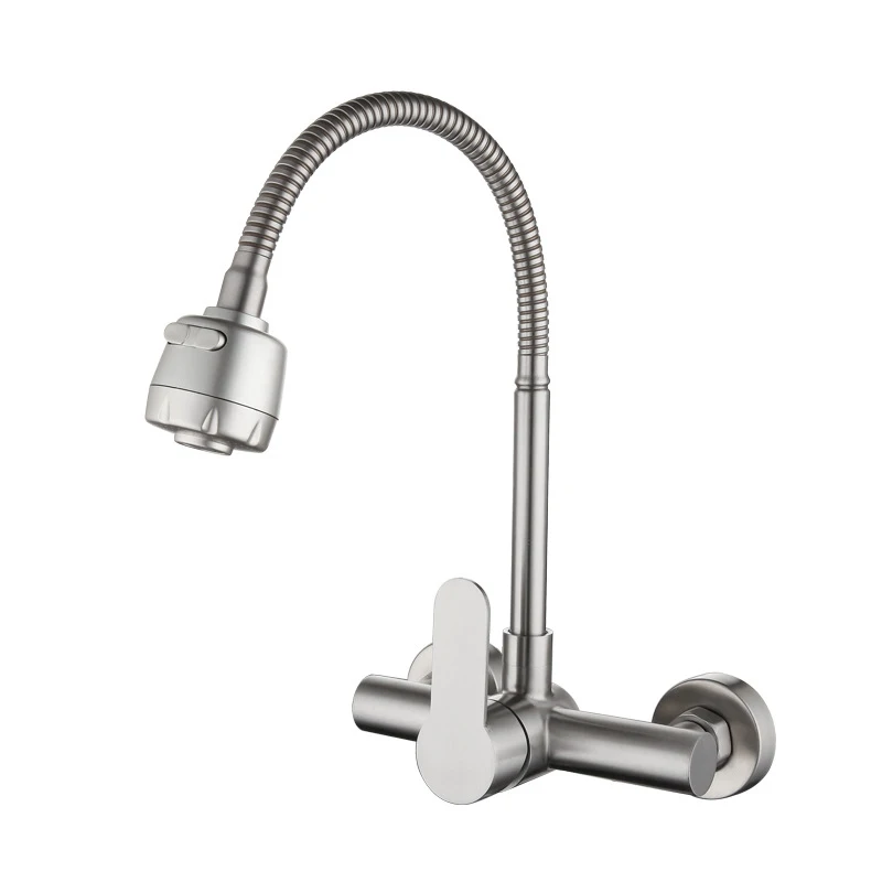 Настенный кухонный кран Pull Down Stream опрыскиватель Bubbler из нержавеющей стали кран для раковины гибкий шланг с двойными отверстиями Смеситель для холодной и горячей воды