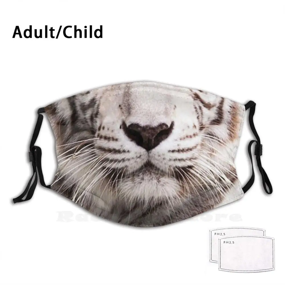 

Маска для лица белая Тигр многоразовая с фильтром и забавным принтом