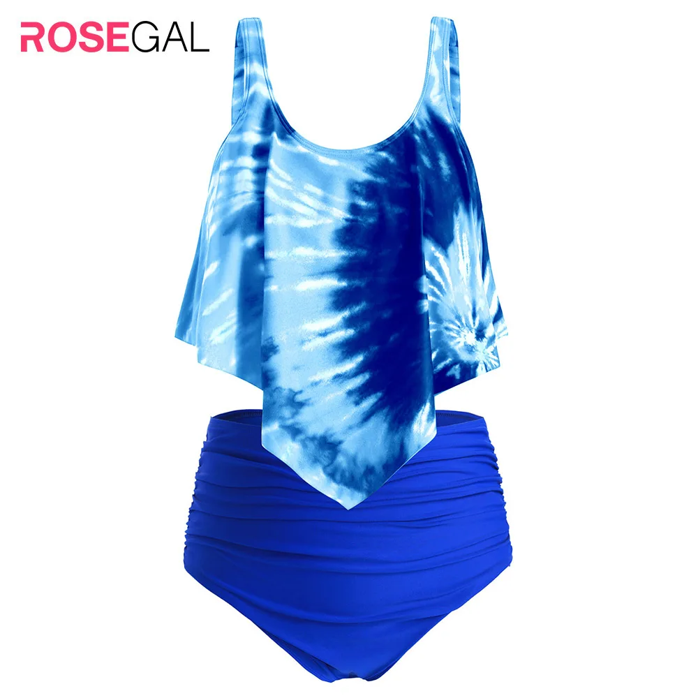 

Plus Size Ruffled Tie Dye Bikini Set Women Sexy High Waist Padded Tankini Swimsuit Summer Beach Bathing Suit Fashion Feme Swim