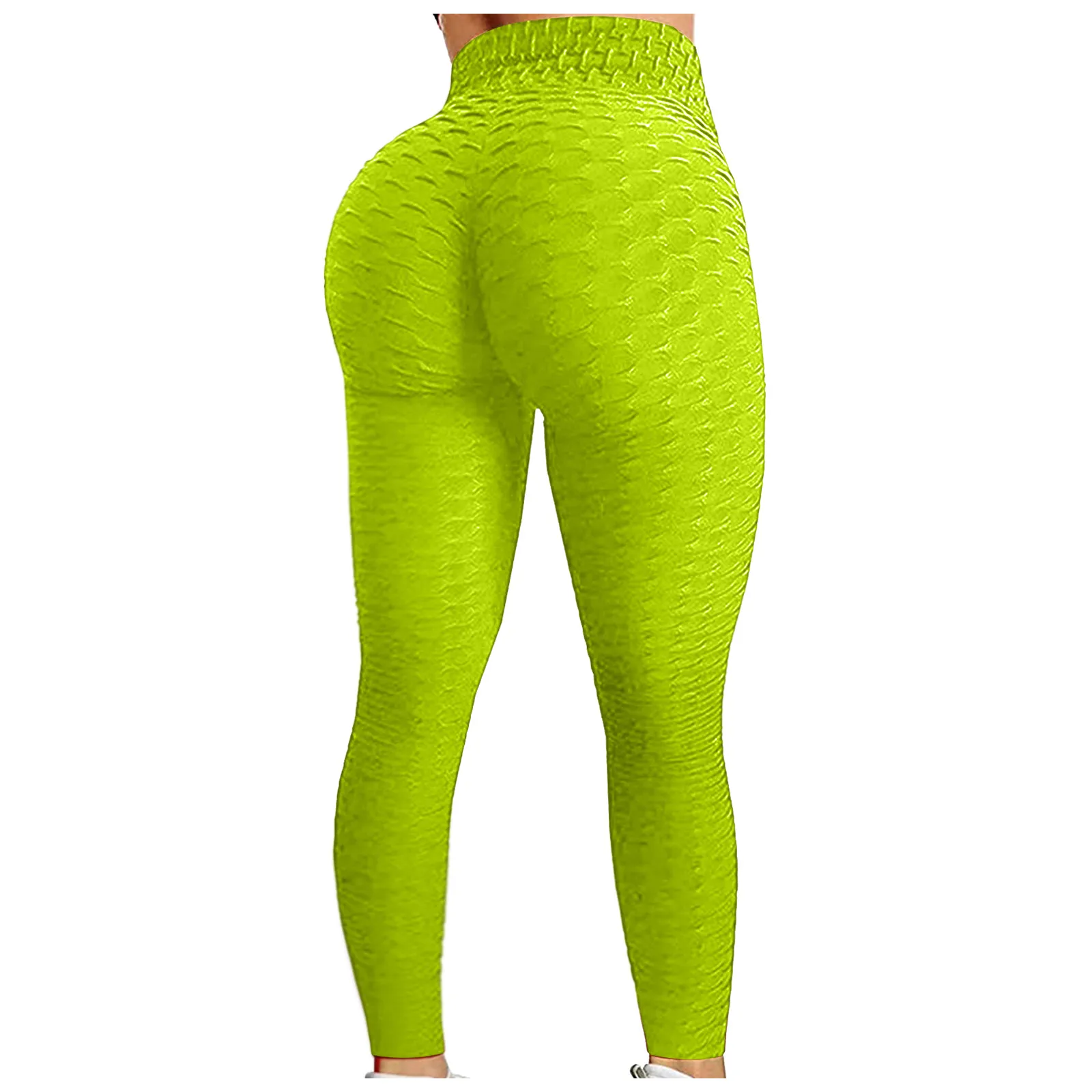 

TELOTUNY Women's Bubble Hip Lifting Leggings Exercise Fitness Running High Waist Yoga Pants Solid Stretch Slim High Waist Pants