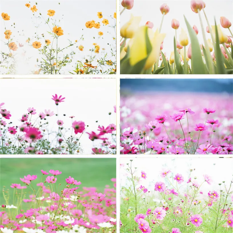 Виниловый фон для фотостудии Nitree фотосъемки с изображением цветов моря розовых