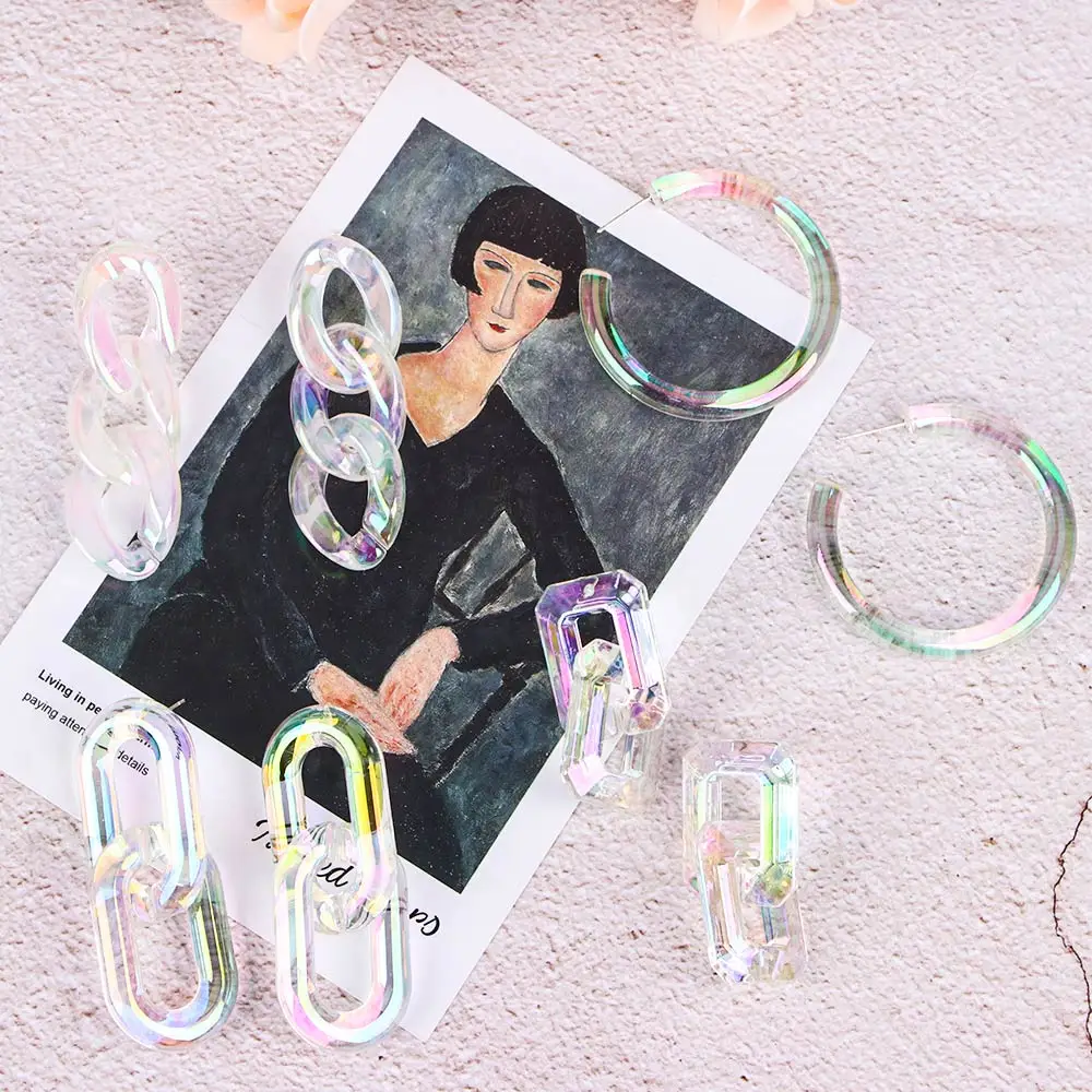 Модные прозрачные акриловые серьги кольца из смолы геометрические неправильной