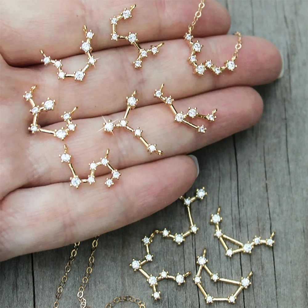 

12 Zodiac constellation Pendant Charms Gold Cute Earring Charms for Jewerlry Making Supplies Diy Necklace Bracelet Leo Virgo