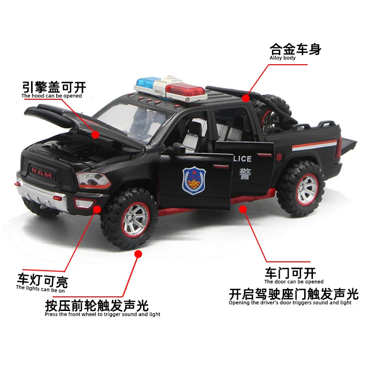 1/32 масштаб Dodge Ram полицейский автомобиль отлитый под давлением из сплава сборная