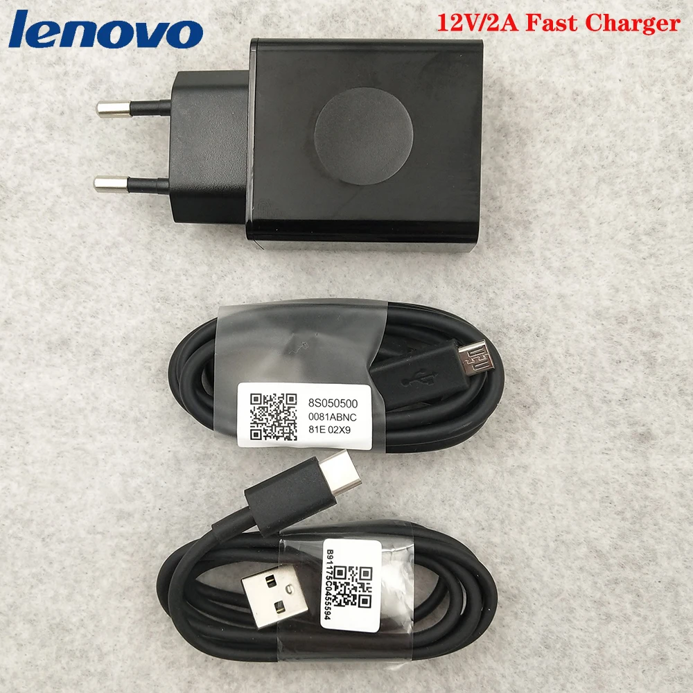 Оригинальный кабель для быстрой зарядки Lenovo 12 В 2 а QC 3 0 EU адаптер Type C/Micro USB