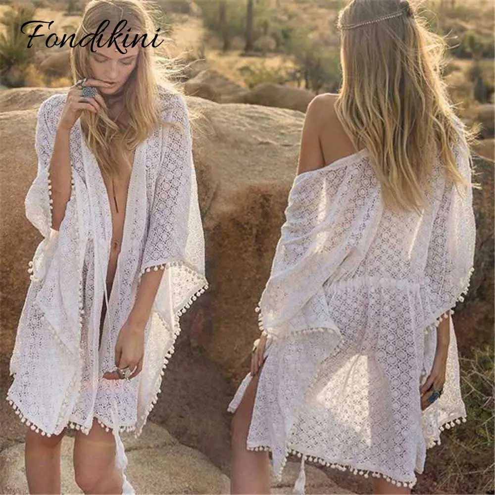 Бикини с кисточками туника Пляжное бикини полое для купания saida de praia плавания