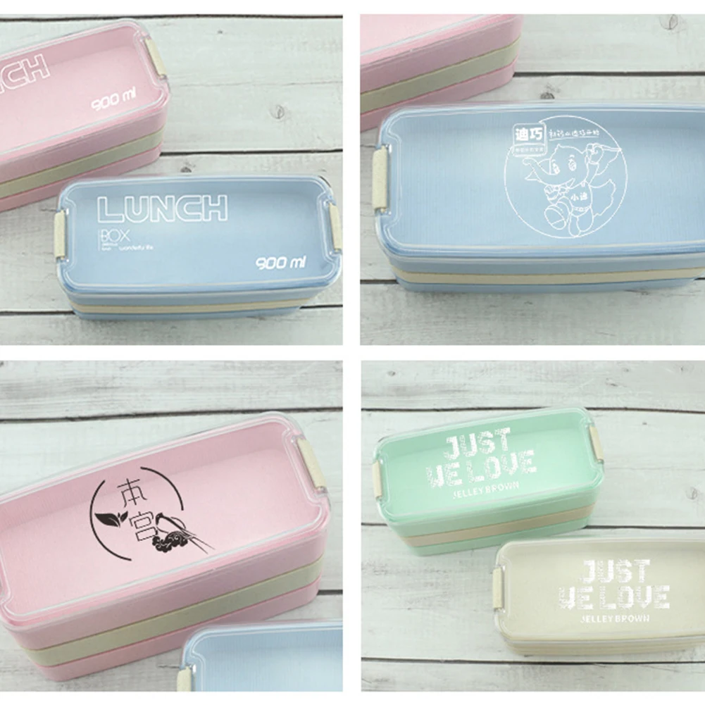 Трехуровневый контейнер для хранения еды Bento ложка вилка палочки набор ланч