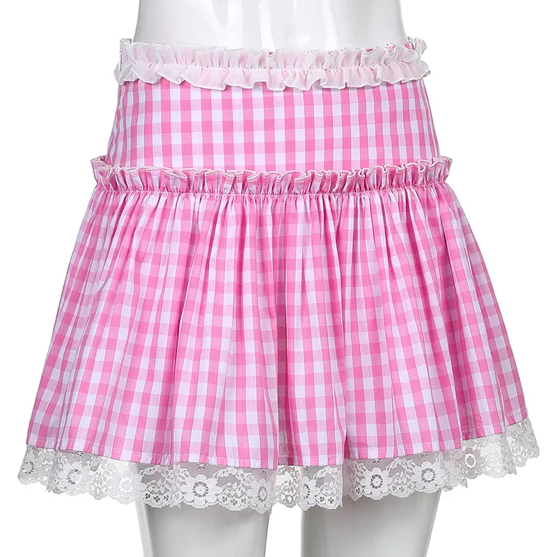 

Summer women's new sexy high waist lace pleated skirt