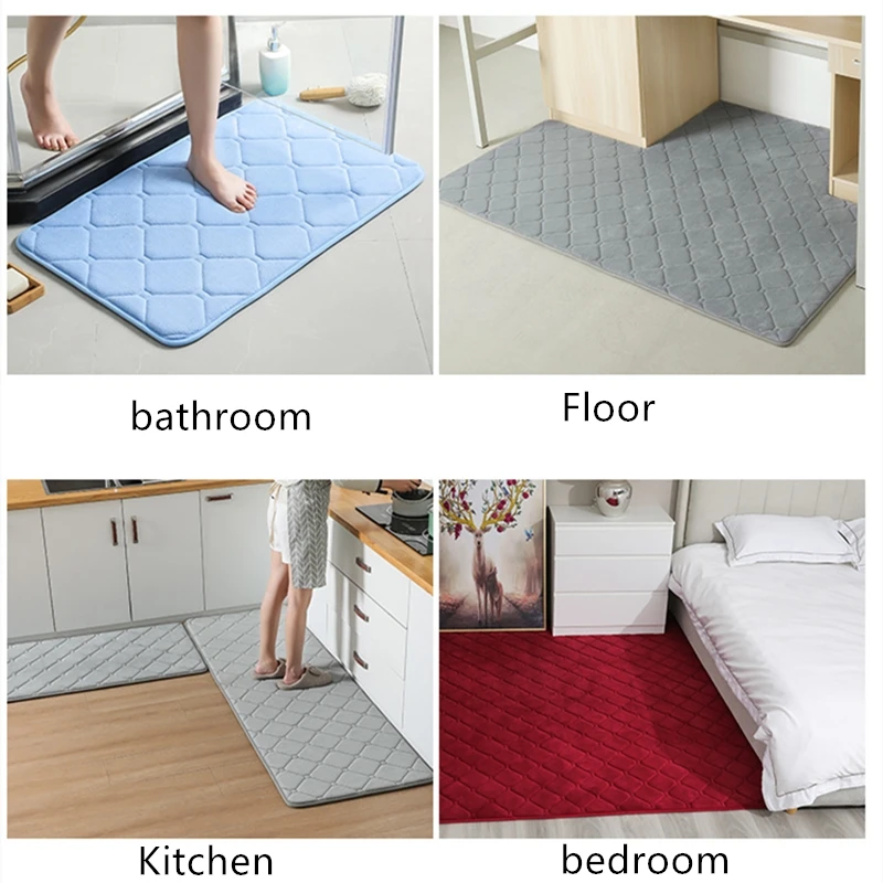long size kitchen mat set coral fleece doormat for entrance bathroom toilet mat non slip water absorption kitchen bedside mats free global shipping