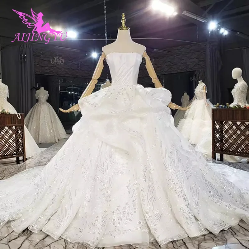 

AIJINGYU Discount Bridal Short Gowns Guangzhou Romantic Long Train Lace Tulle Gown Wedding Dress Maternity