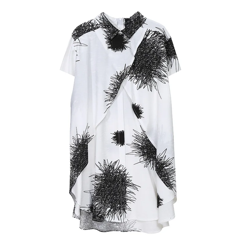 

2021 Spring New Streetwear Plus Size Loose Women's Top Abstract Print Shirts