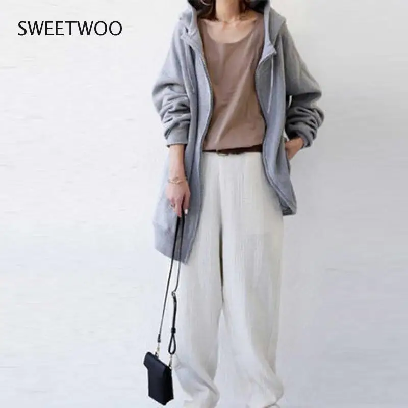 2020 Women's Sports Loose Hoodie Fall/winter Zipper Sports Top Long Casual Skateboard Hoodie