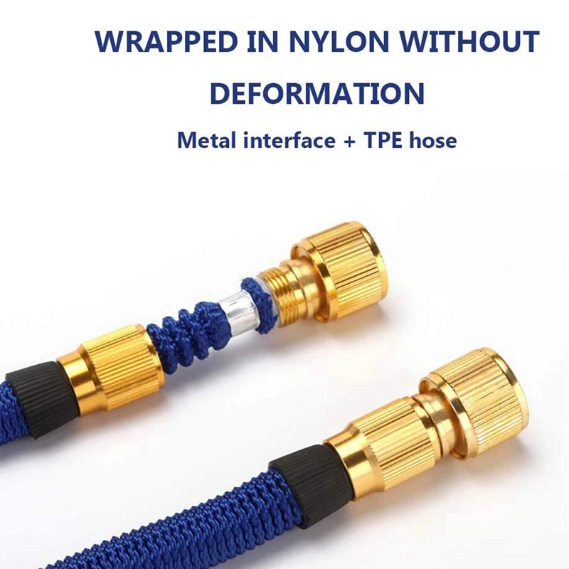 

1set Quick Coupling for Garden Hose Brass Connector & 1x 50Ft Garden Hose Water Expandable Watering Hose