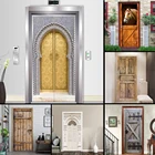 3D Ретро наклейки на старые двери деревянные двери настенные фрески фото ПВХ самоклеящиеся виниловые съемные настенные наклейки для украшения дома