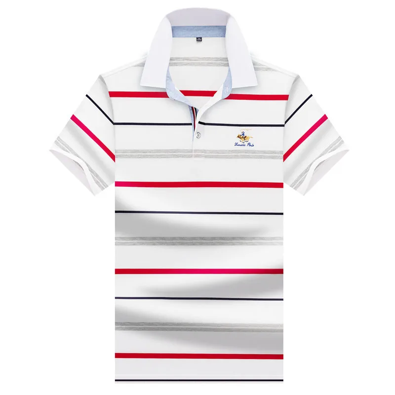 

LOVZON Summer New Cotton Business Men's Clothing Of Cultivate One's Morality Of High-grade Embroidery Men POLO Shirt Stripe