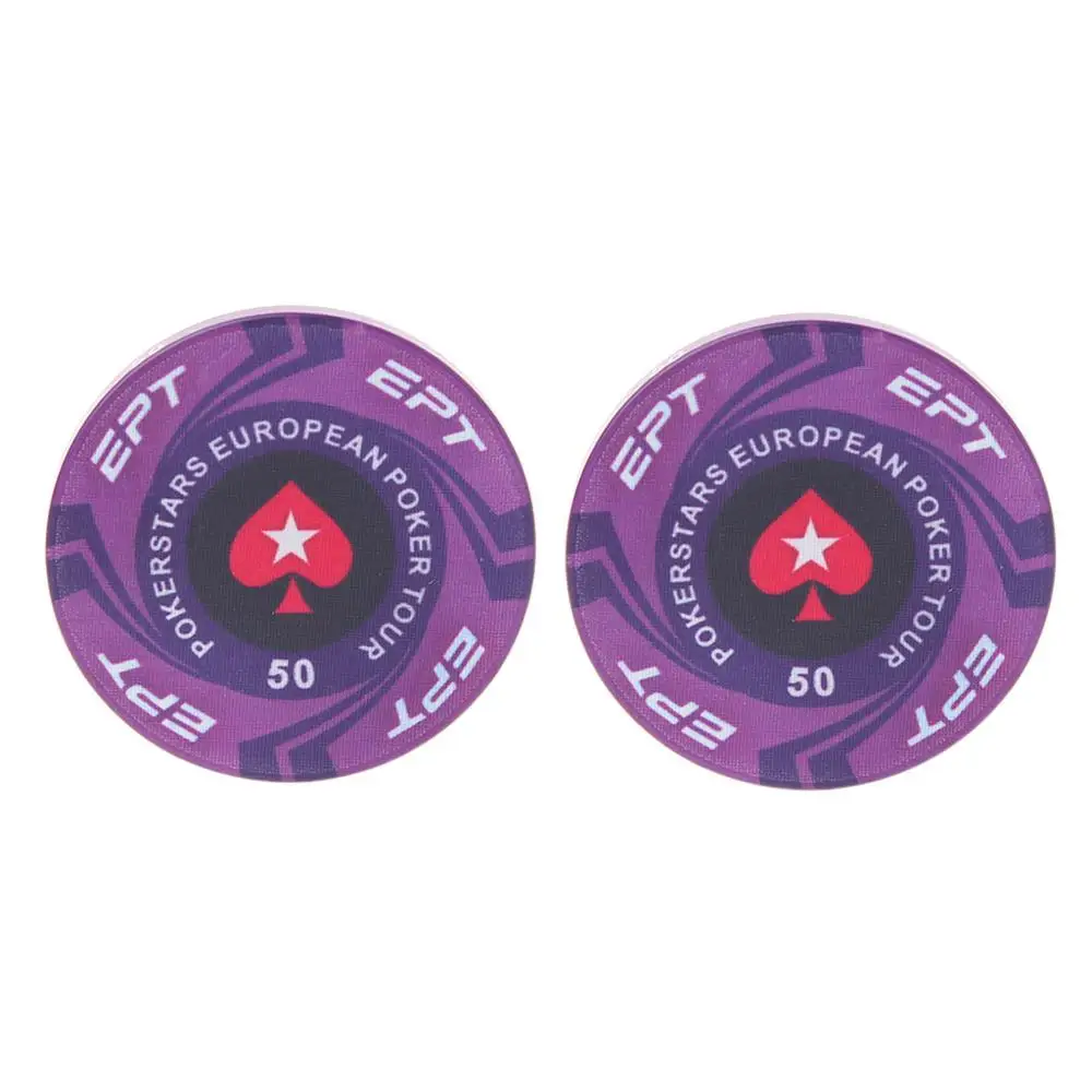 2шт EPT керамические покерные фишки европейские Pokers Tour Texas Hold'em монеты казино 4 см - Цвет: 50