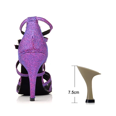 7.5cm SHOYDANC/фиолетовые женские туфли для танцев на высоком каблуке; Обувь для бальных танцев; обувь для выступлений на мягкой подошве; вечерние туфли для танцев - Цвет: 7.5cm