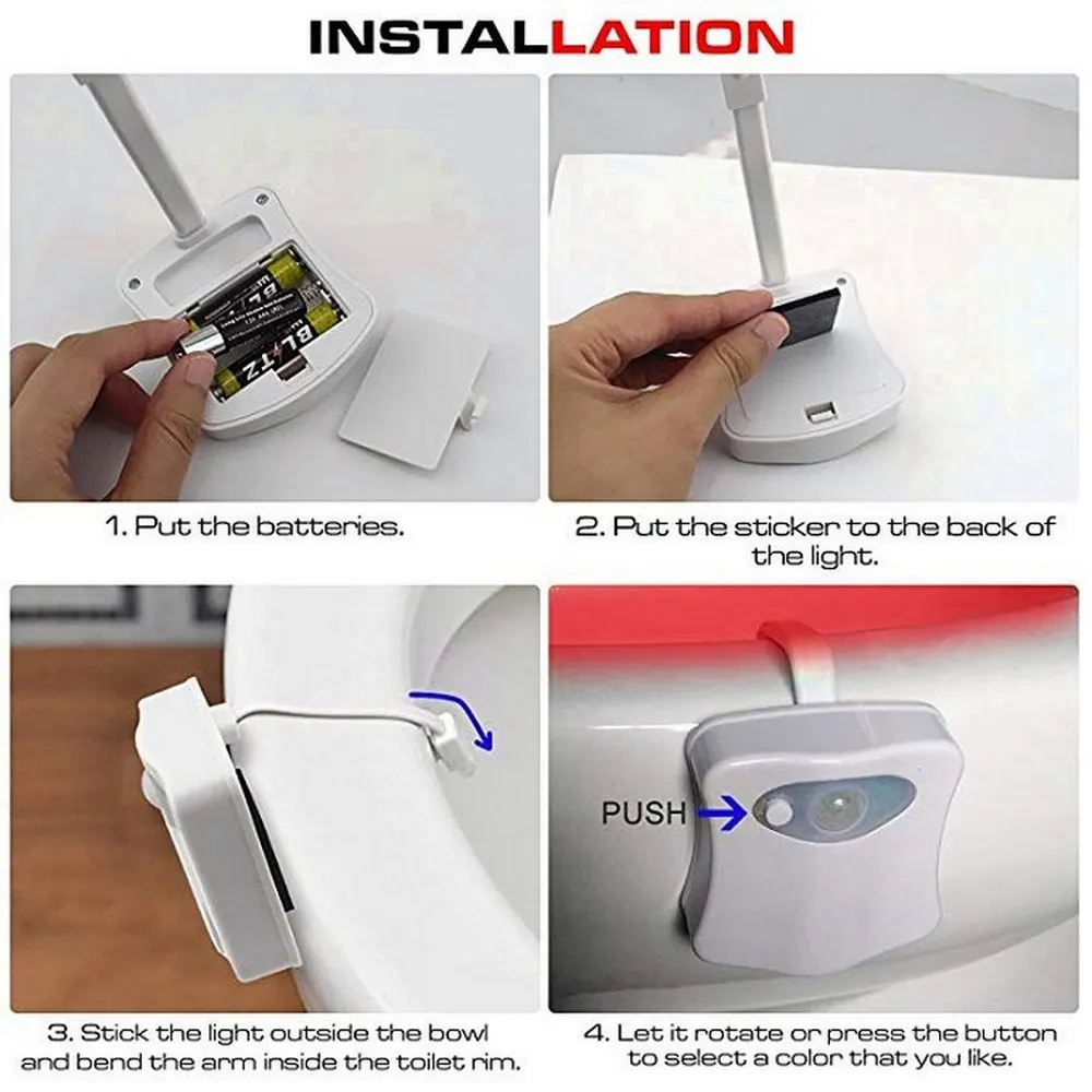 

LED Toilet Light PIR Motion Sensor 8 Colors Toilet Seat Night Light Waterproof WC Backlight For WC LED Luminaria Lamp Wholesale