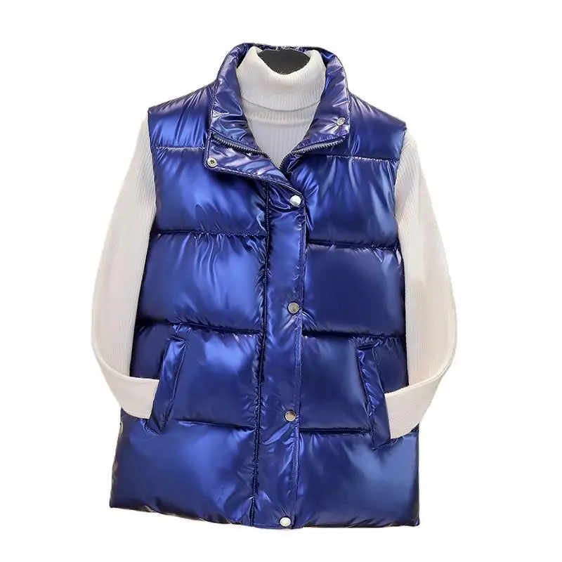 

Glossy Cotton Jacket Women's New Stand-up Collar Short Waistcoat Bread Jacket