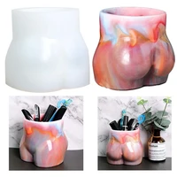 3d human butt vase silicone mold body art diy pen holder casting molds for making pen holder flower pots vase not included