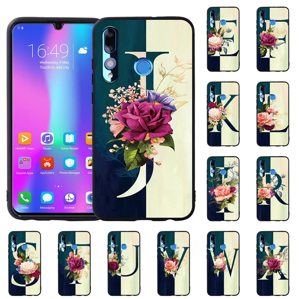 

Anti-drop Phone Case for Huawei Honor 10 Lite/Honor 20 Lite Initial Name Pattern Soft TPU Silicone Luxury Back Cover