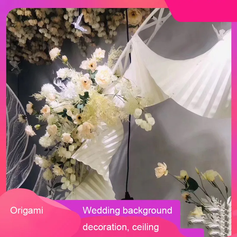 

108cm Wedding Scene Layout Stage Ceiling Creative Surround Flip Origami Window Decoration Wedding Props Wave Paper