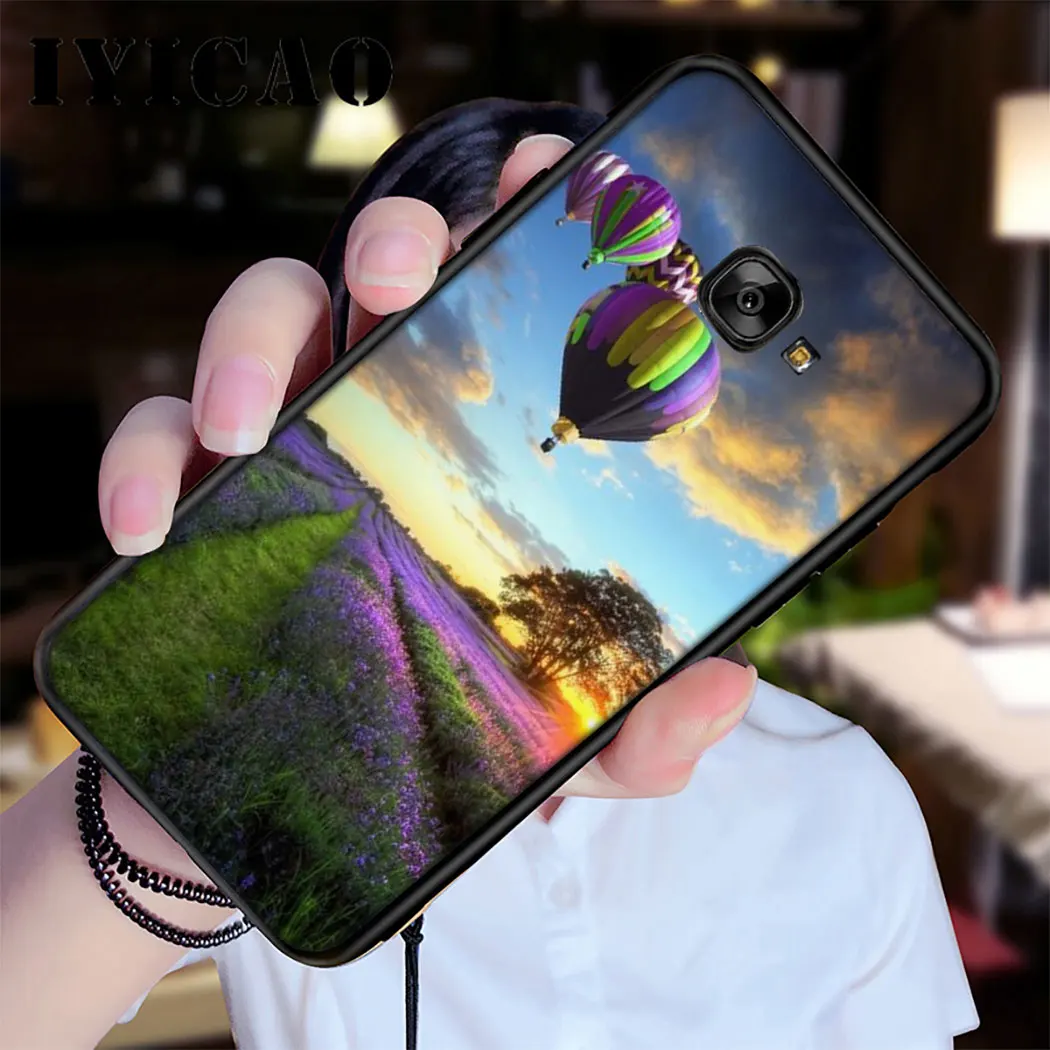 Мягкий силиконовый чехол IYICAO с фиолетовыми цветами для samsung A3 A5 A6 Plus A7 A8 A9 J6 |