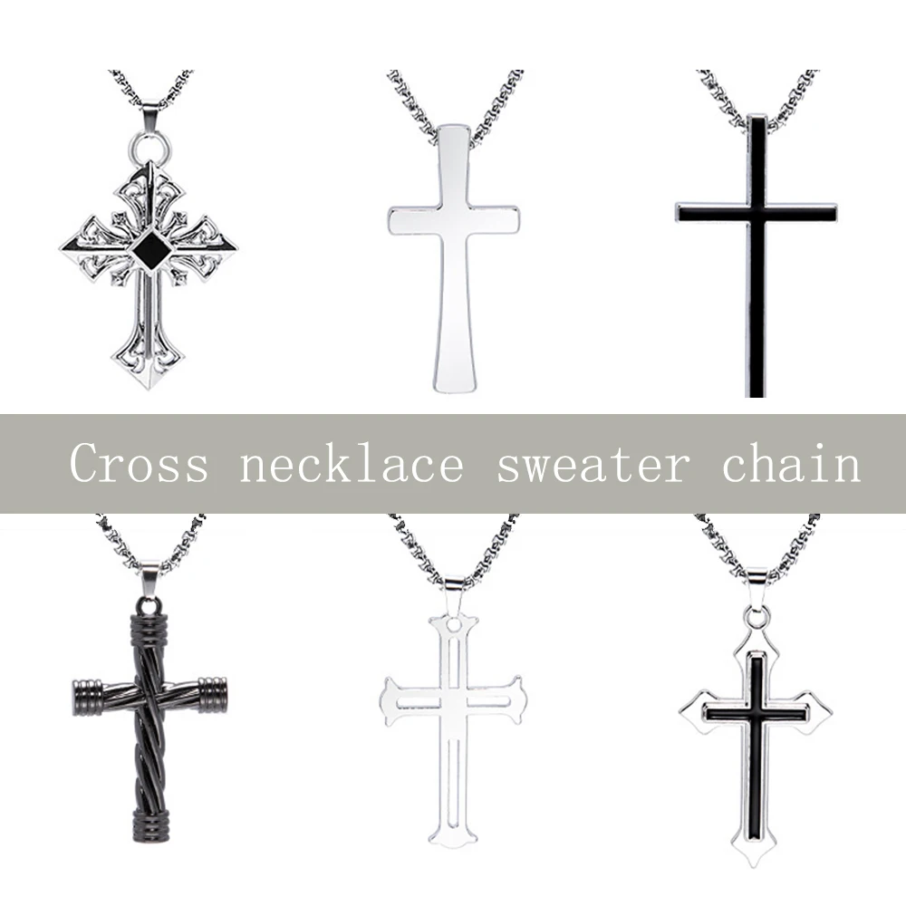

Hot Sale Cross Necklace, Personality Street Fashion Style Sweater Chain, Multi-style Hip-hop Jump Di Necklace Unisex Long Style