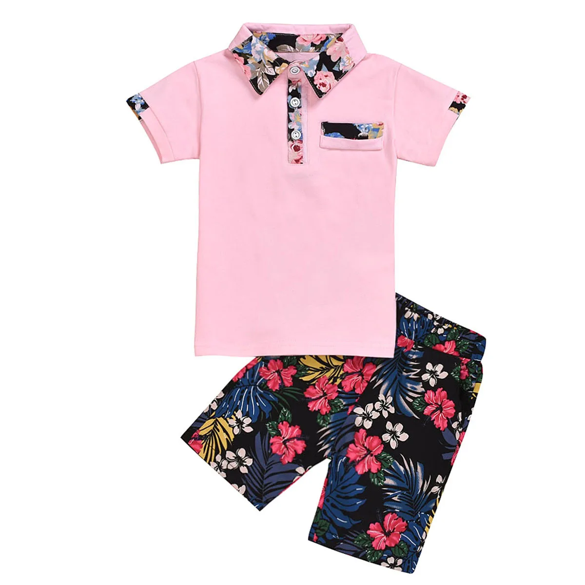 

Children's summer children's suit boys' Lapel Shirt Pants two piece set