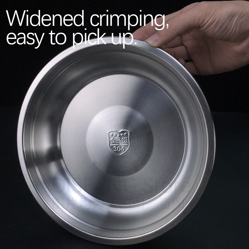 304 Stainless steel Dinner Plates Straight Side Multipurpose Deep Plate Round Tray Kitchen China Style Dining 14-26 | Дом и сад