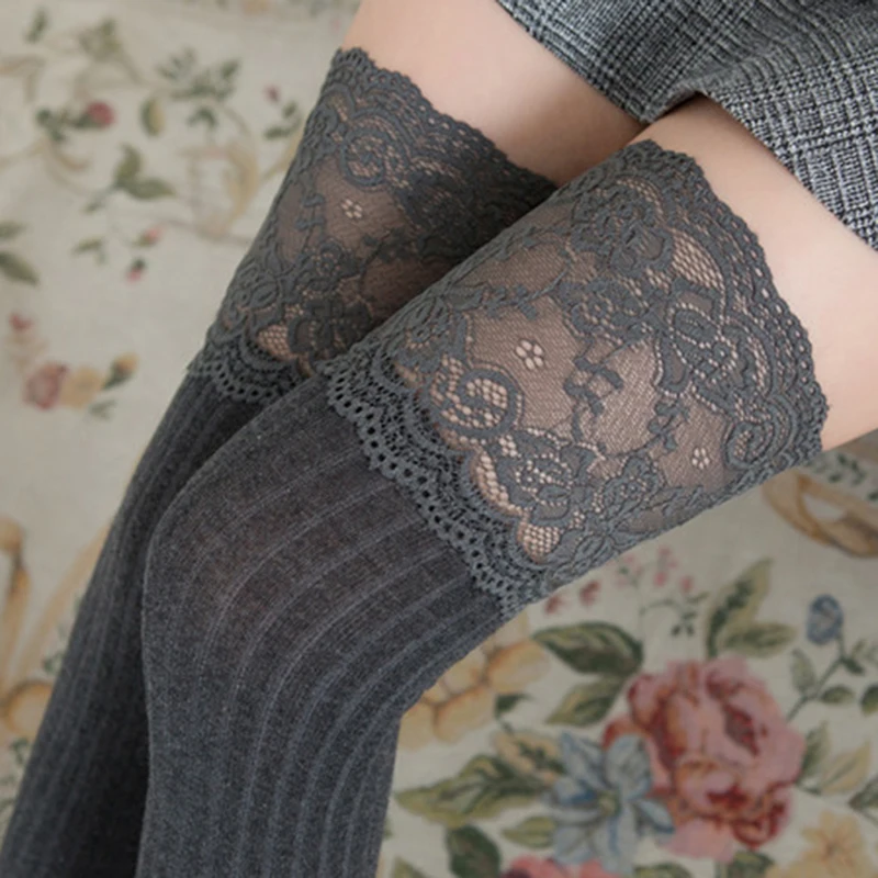 

Female Long Tube Over Knee Socks Cute Sexy Lace College Style Over The Knee Socks Womens Long Socks 2020 New