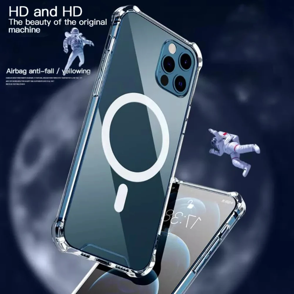 

Phone Case For IPhone 12 Protector Magnetic Full Body Scratch Resistant Anti-Skid Shockproof Silicone Protection Transparent